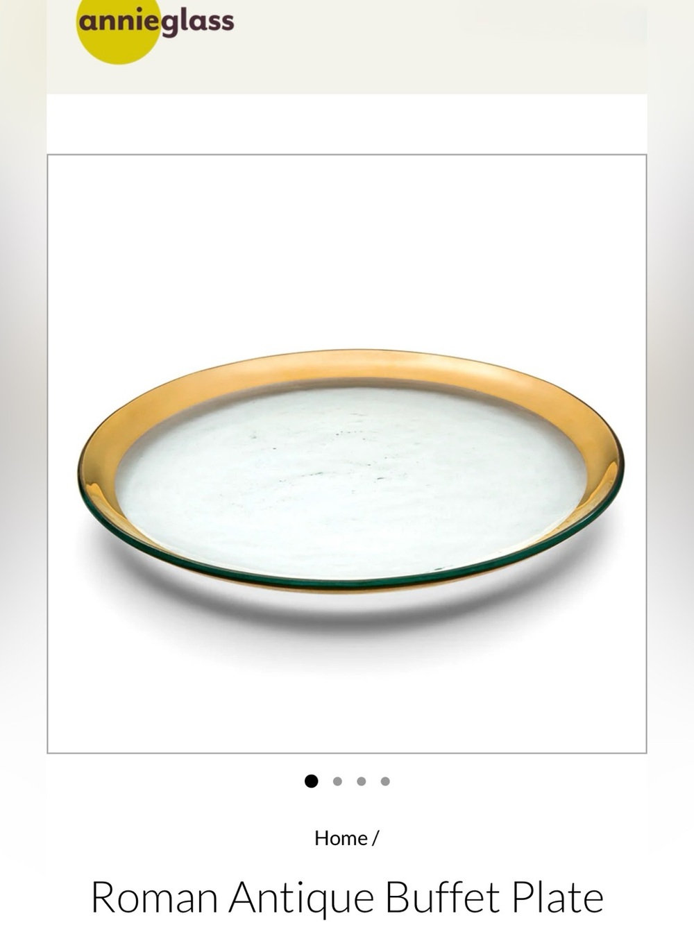 Annieglass Charger Buffet Plate (12”) Glass and 24K Gold.